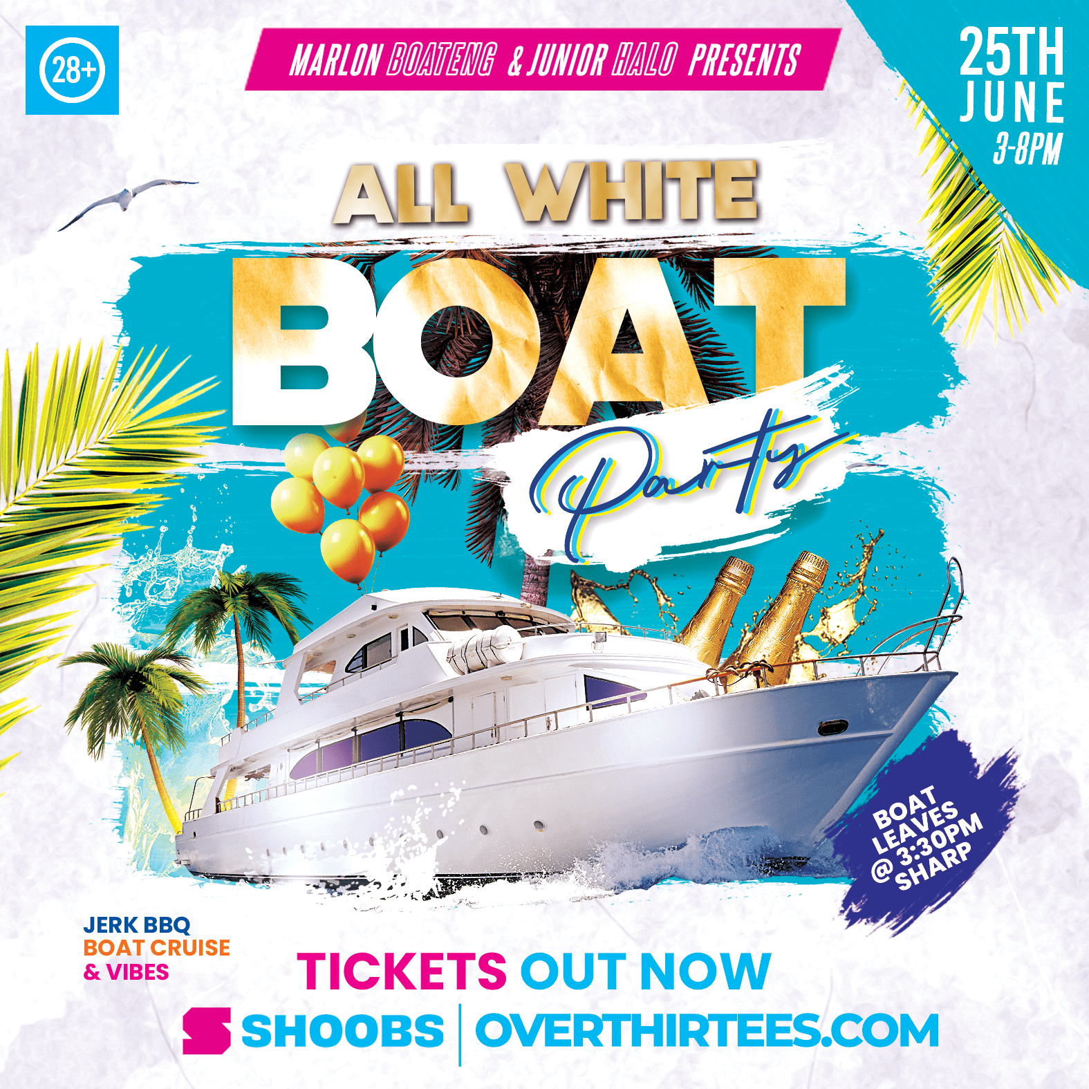 Flyer design for Overthirtees: All White Boat Party